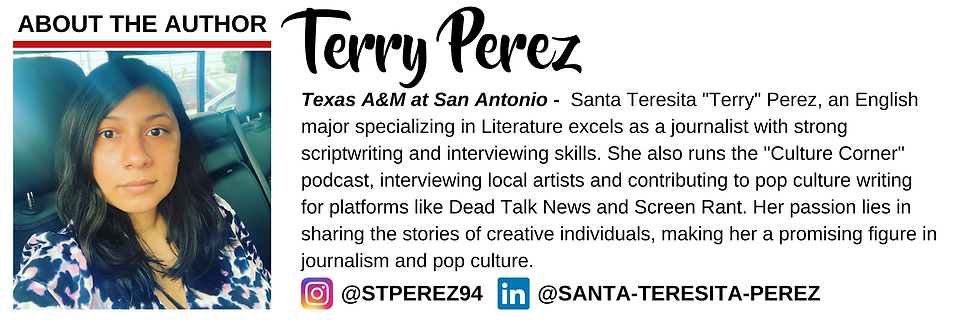 Author Terry Perez's bio showcasing her passion for writing and storytelling.