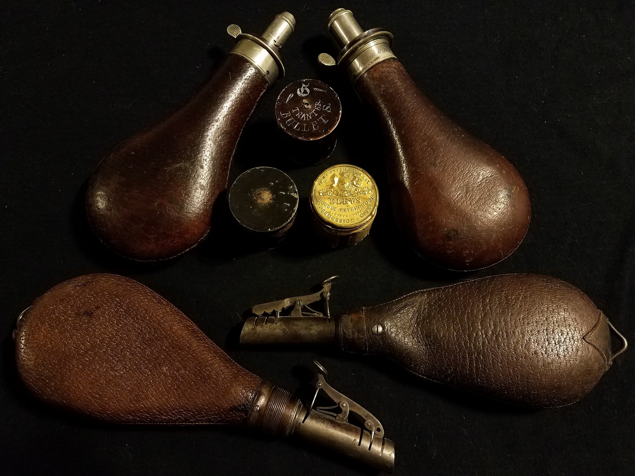 Leather Powder and Shot Flasks