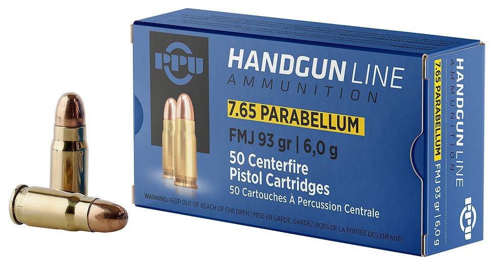 PPU 7.65x21mm Parabellum 30 Luger 93gr FMJ Ammo 50rds PPH765P Maine