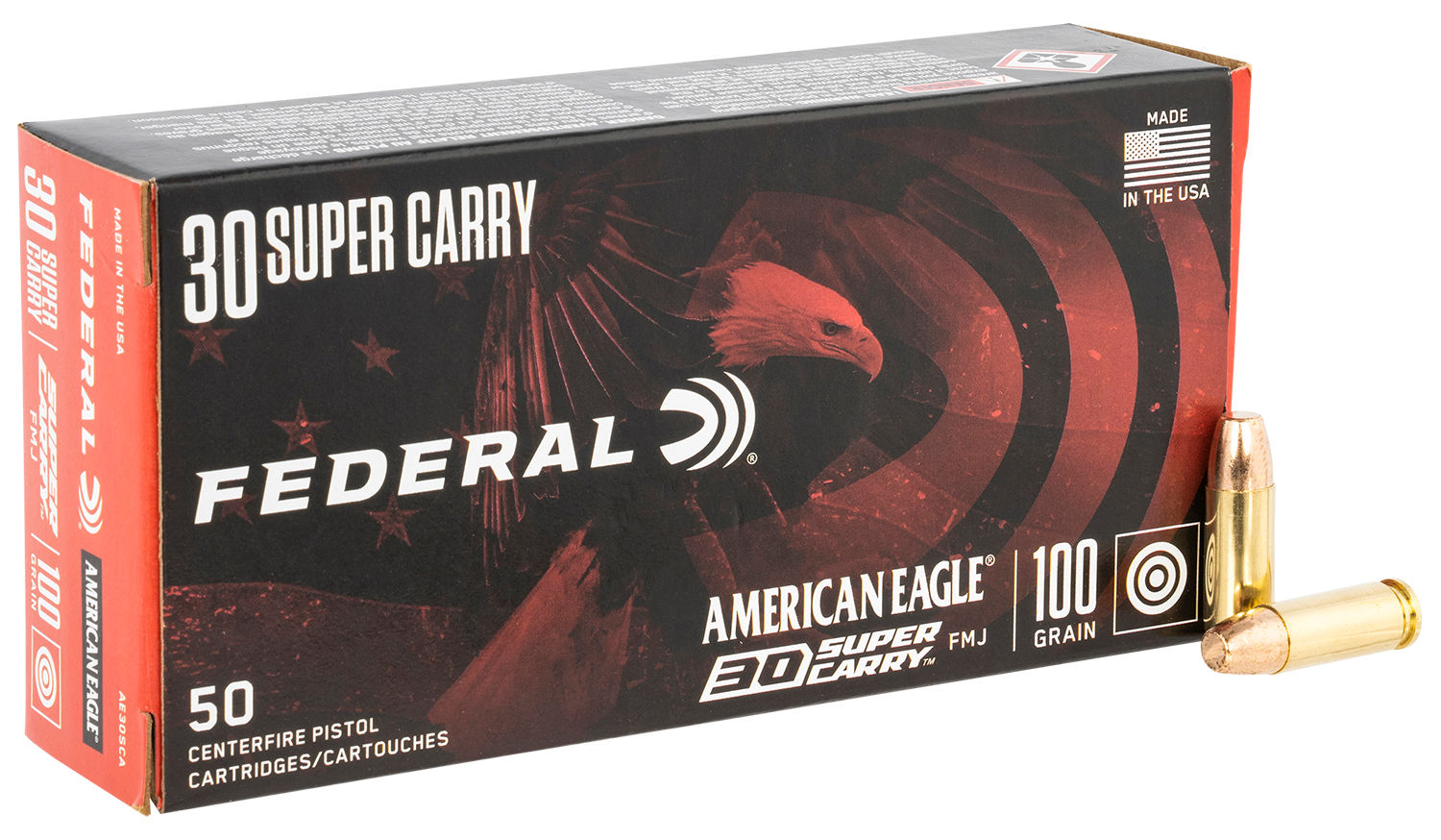 Federal AE 30 Super Carry 100gr FMJ 50rds Ammo Maine
