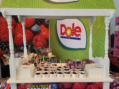 branded cart for fruit and sweets