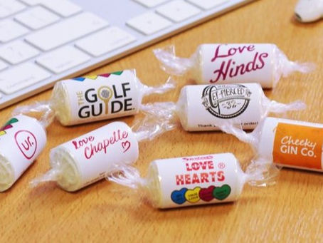 branded love heart sweets