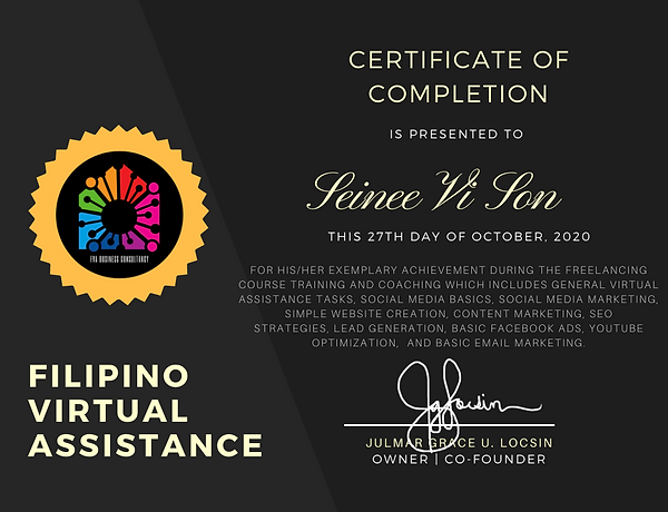 Seinee Vi Son Freelancing Course Certificate
