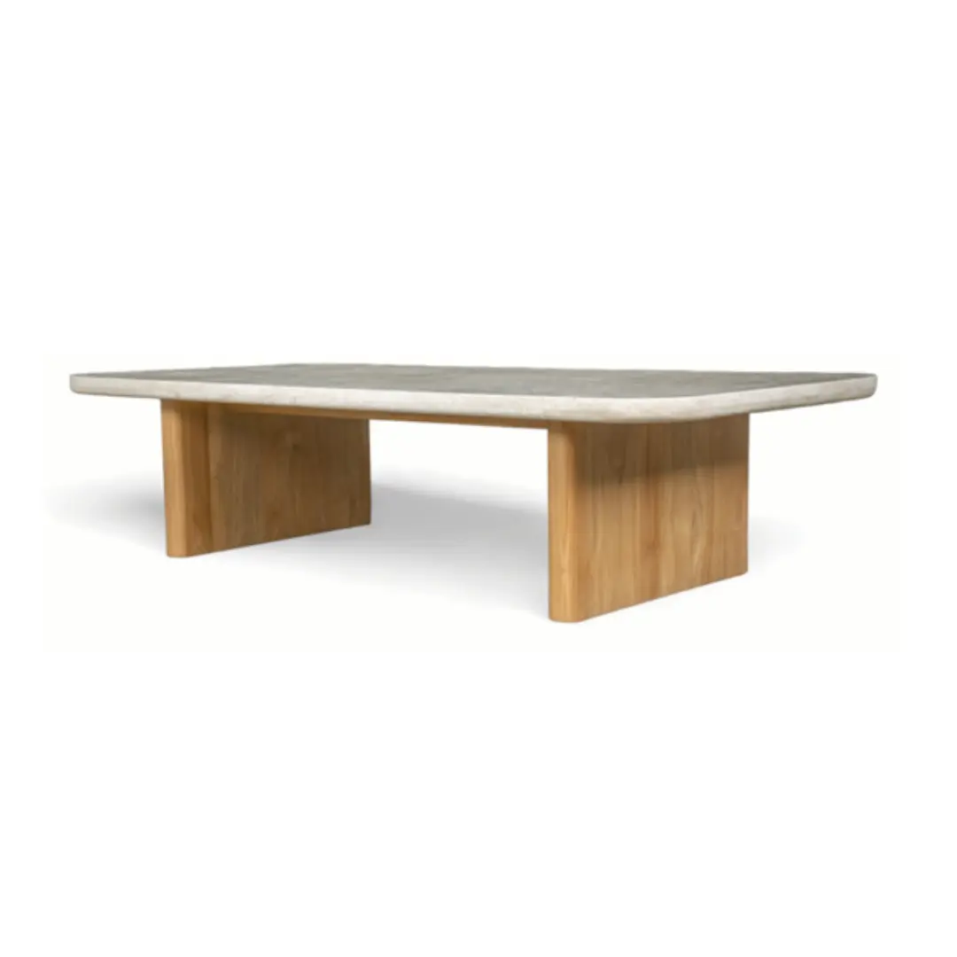 Teak Wood Marble Coffee Table