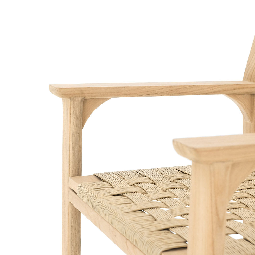 Thumbnail: Suri Dining Arm Chair Solid Teak Thin Back Rest with Viro Seat Base
