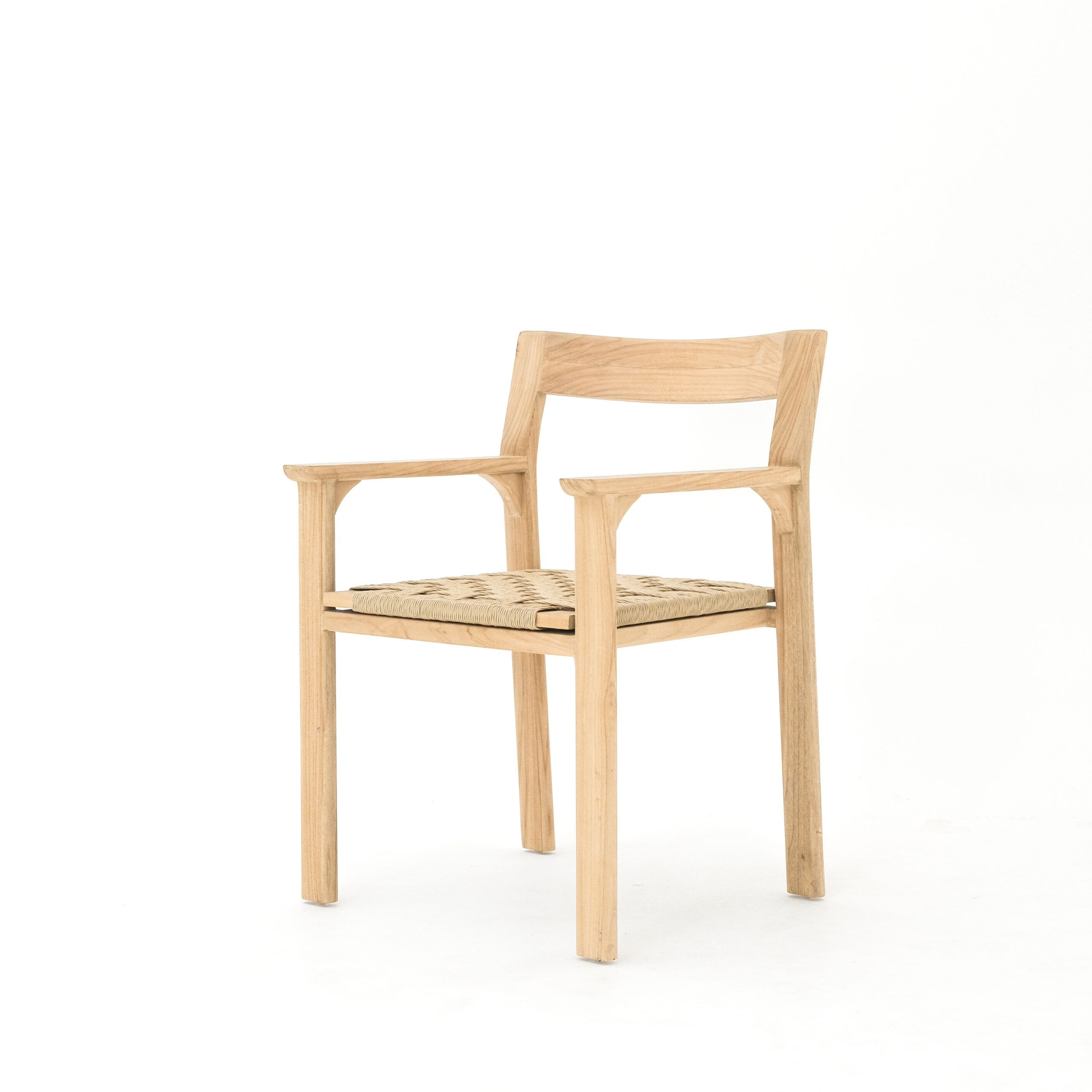 Suri Dining Arm Chair Solid Teak Thin Back Rest with Viro Seat Base