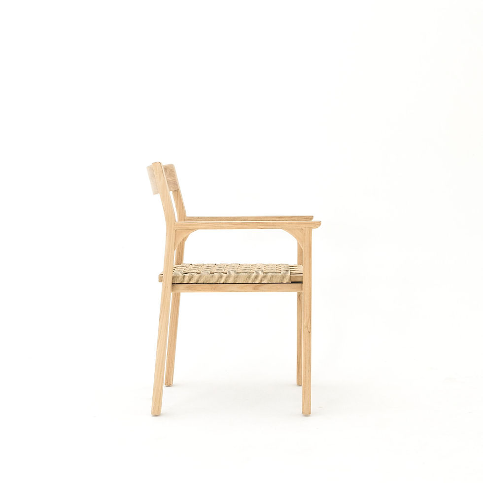 Thumbnail: Suri Dining Arm Chair Solid Teak Thin Back Rest with Viro Seat Base
