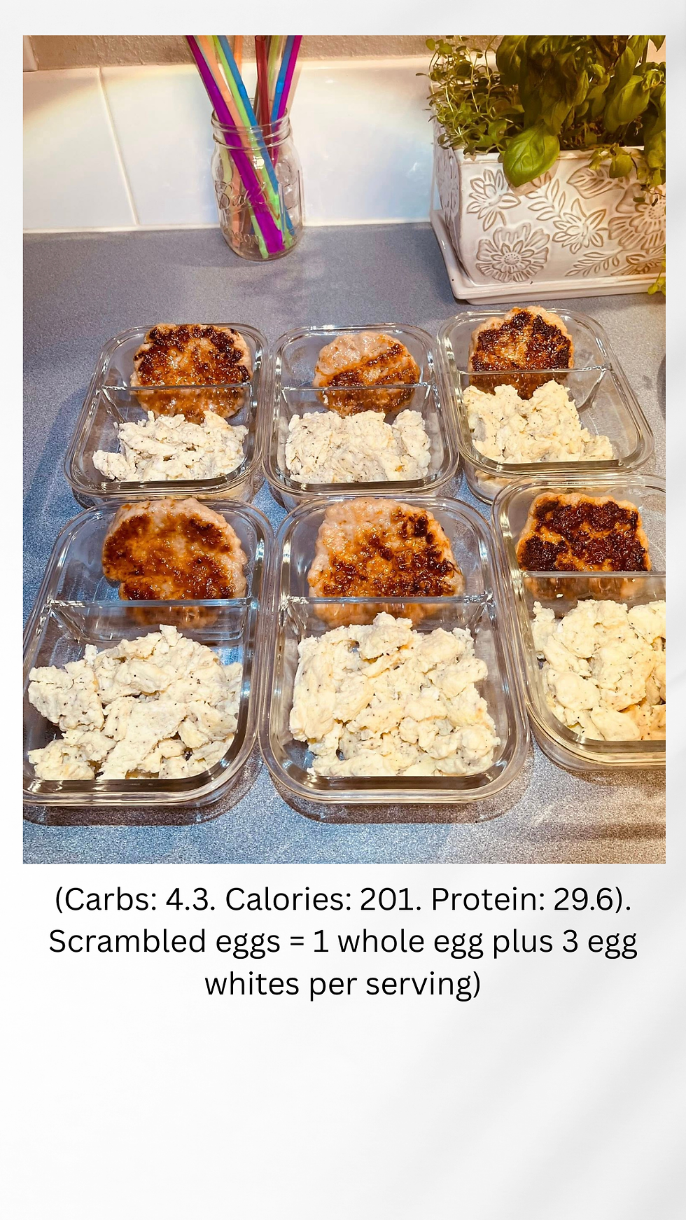 Chicken sausage patties and scrambled egg whites