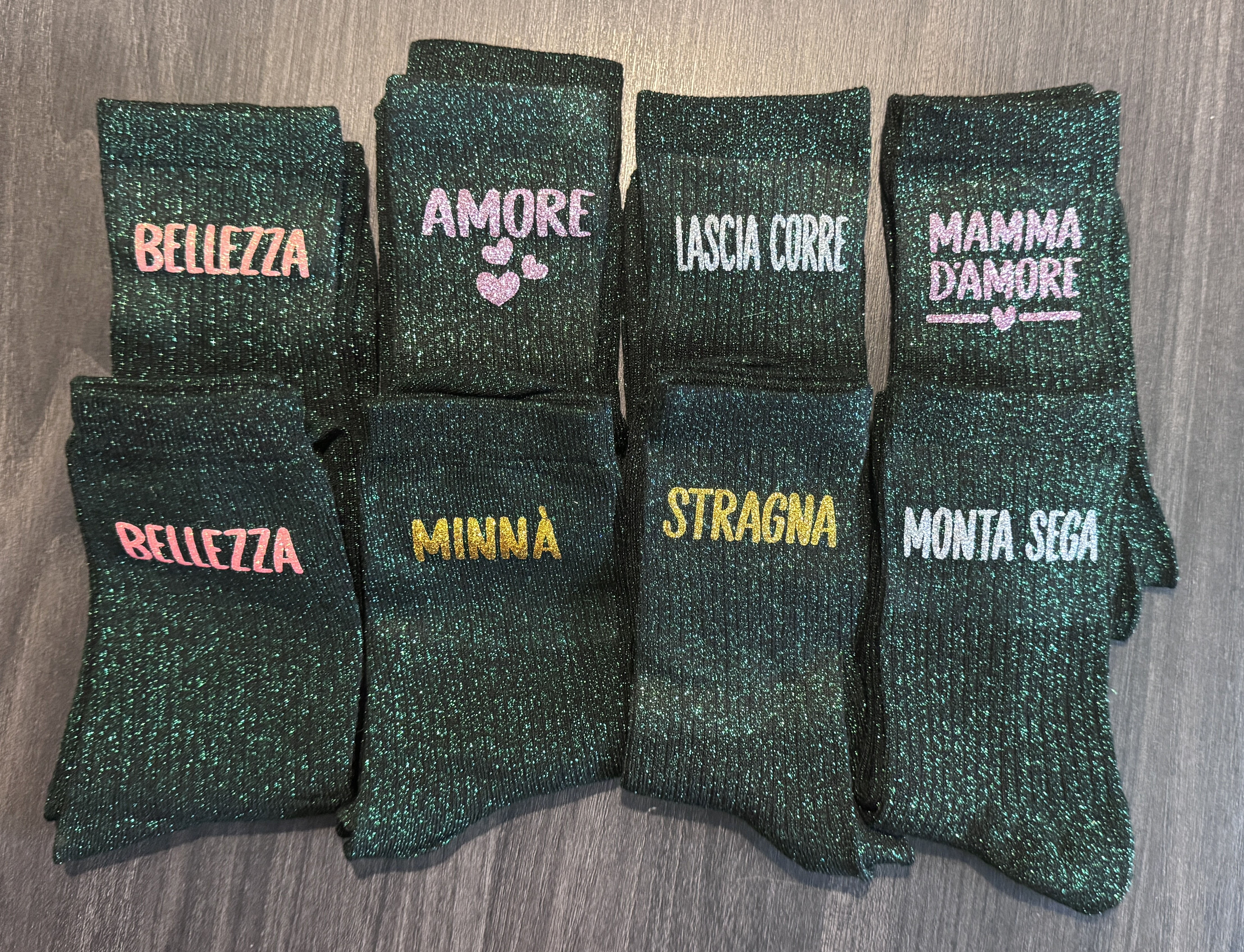 Chaussettes pailletées - vert