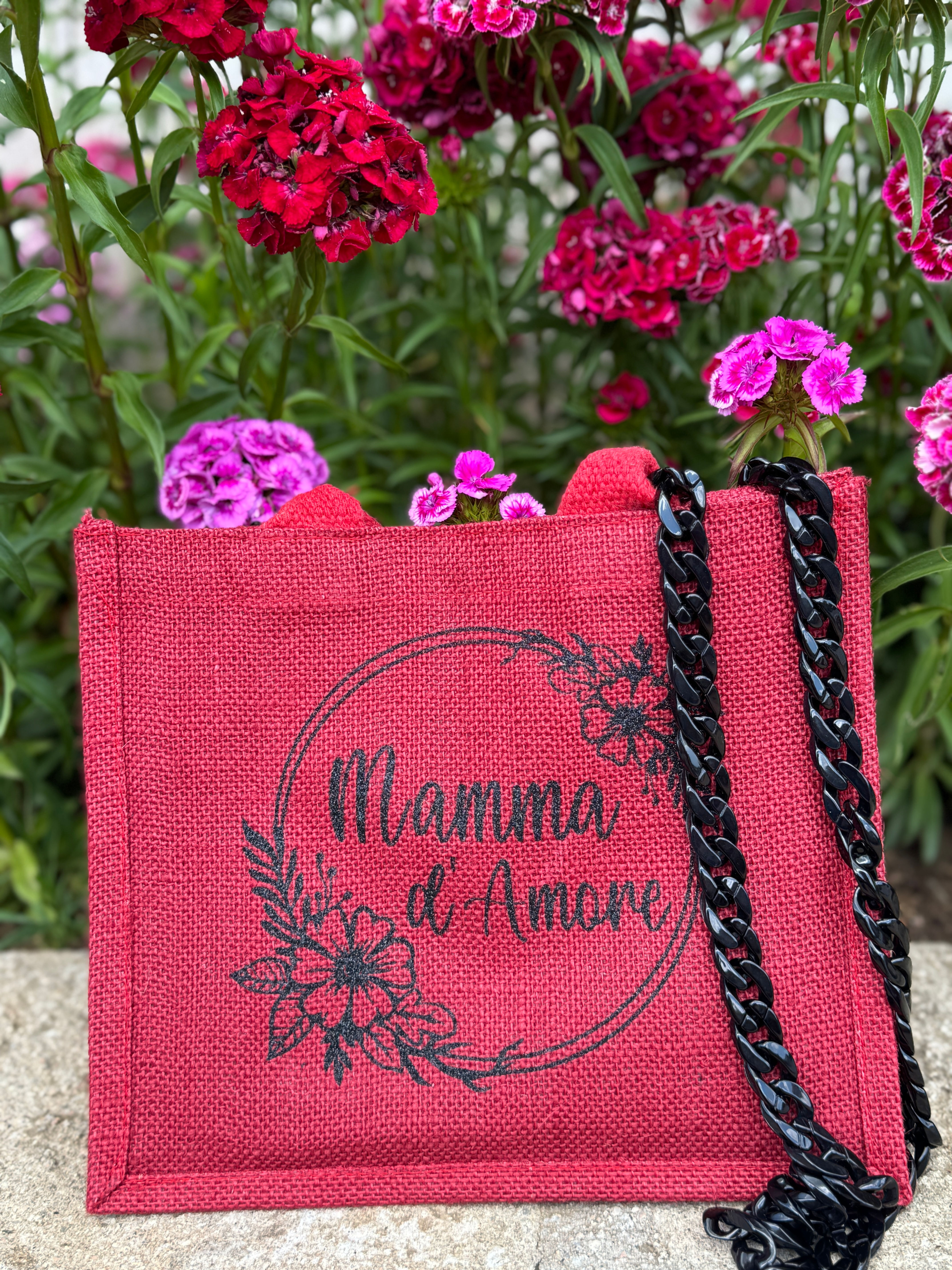 Petit sac en toile de jute personnalisé - Mamma d'Amore