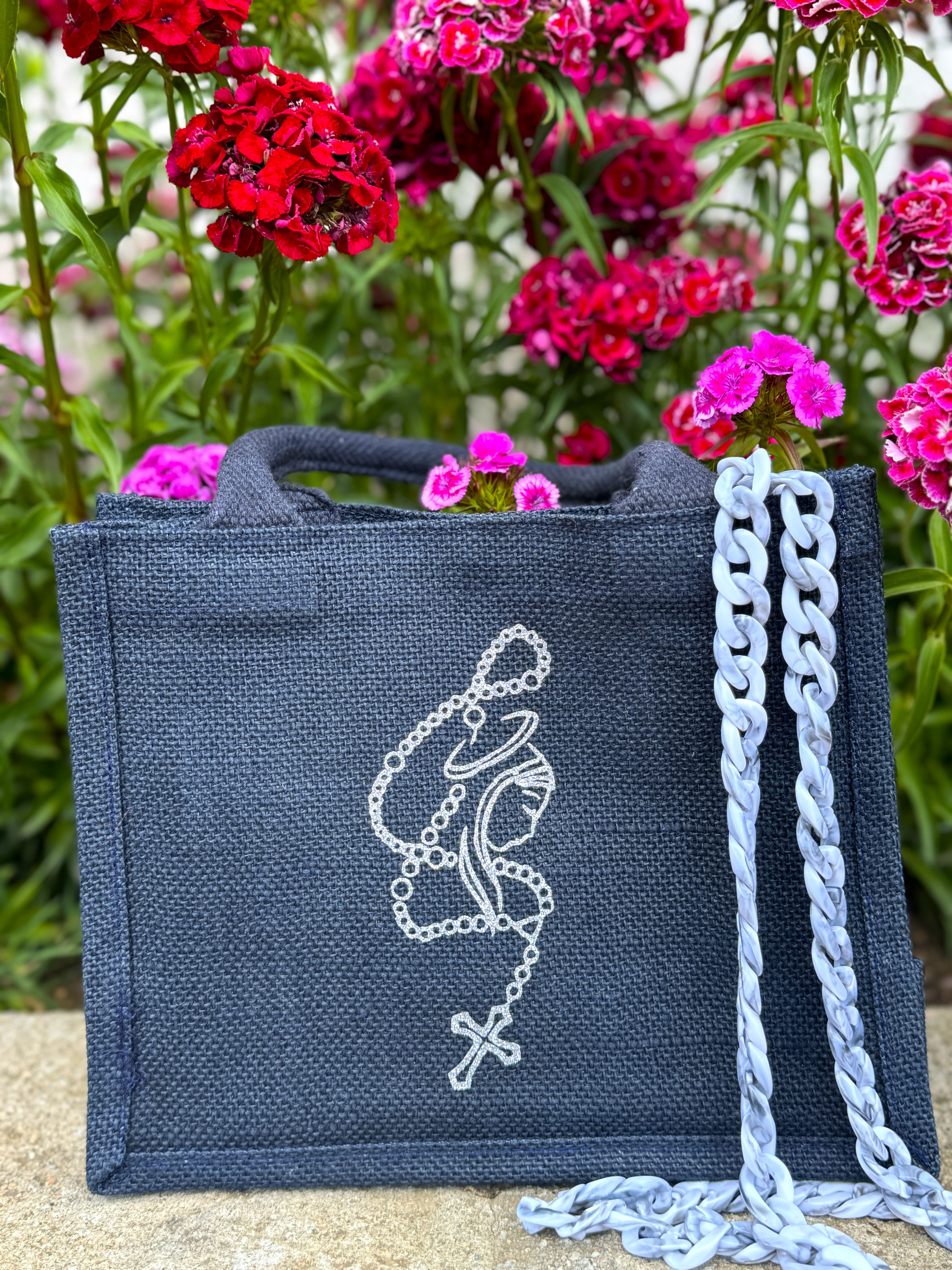 Petit sac en toile de jute personnalisé - Madone