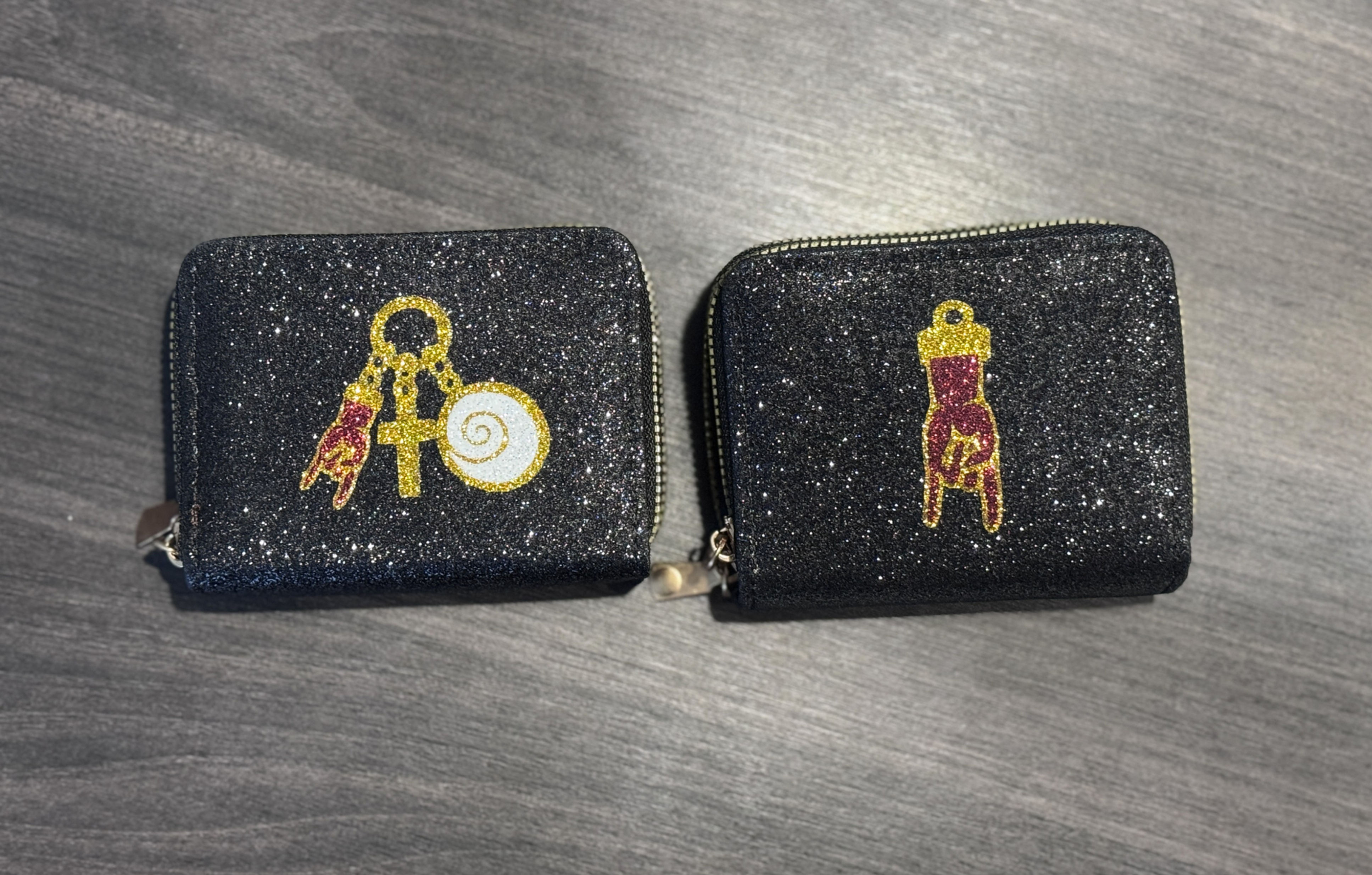 Portefeuille à paillettes noir