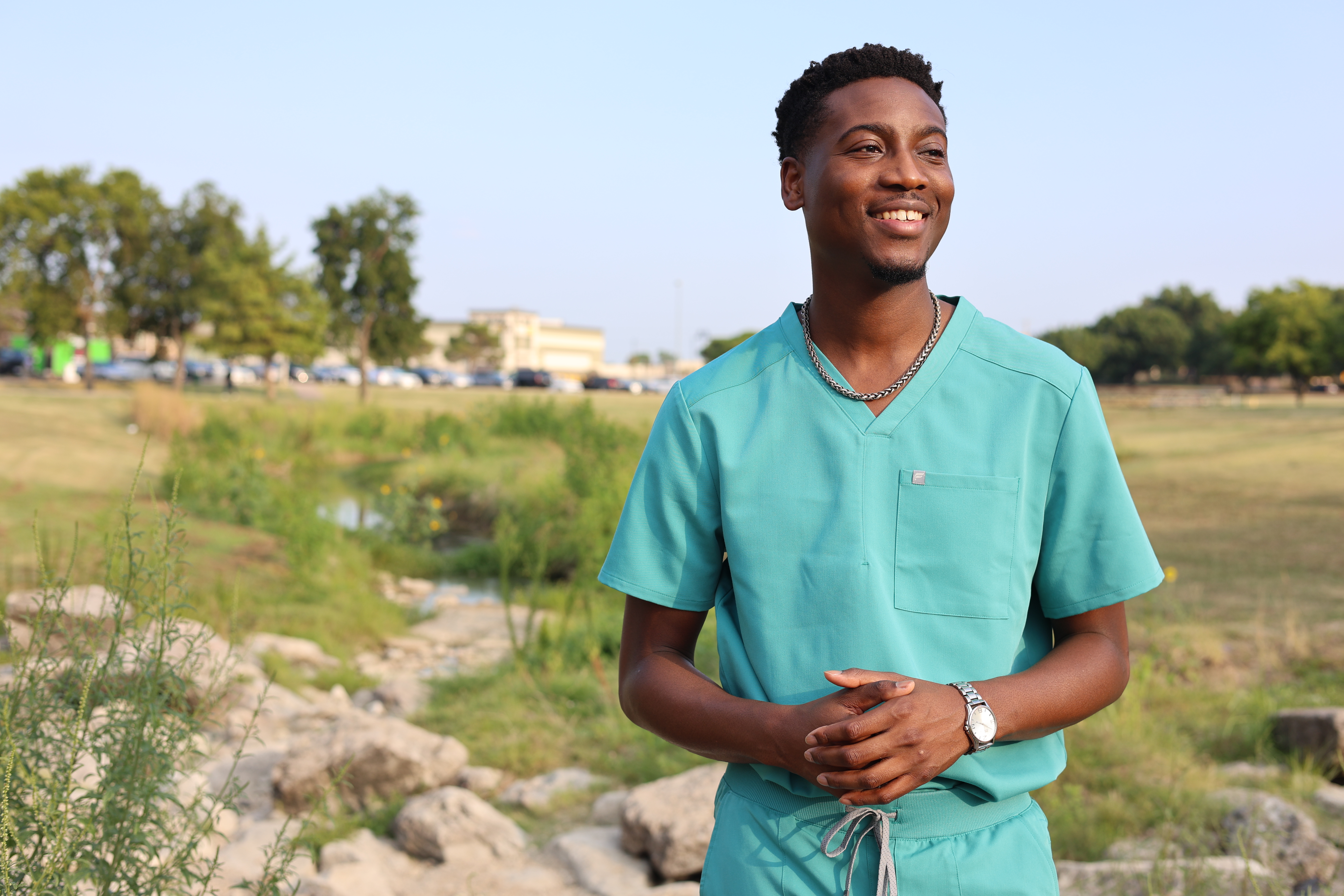 Dr. Iggy in scrubs