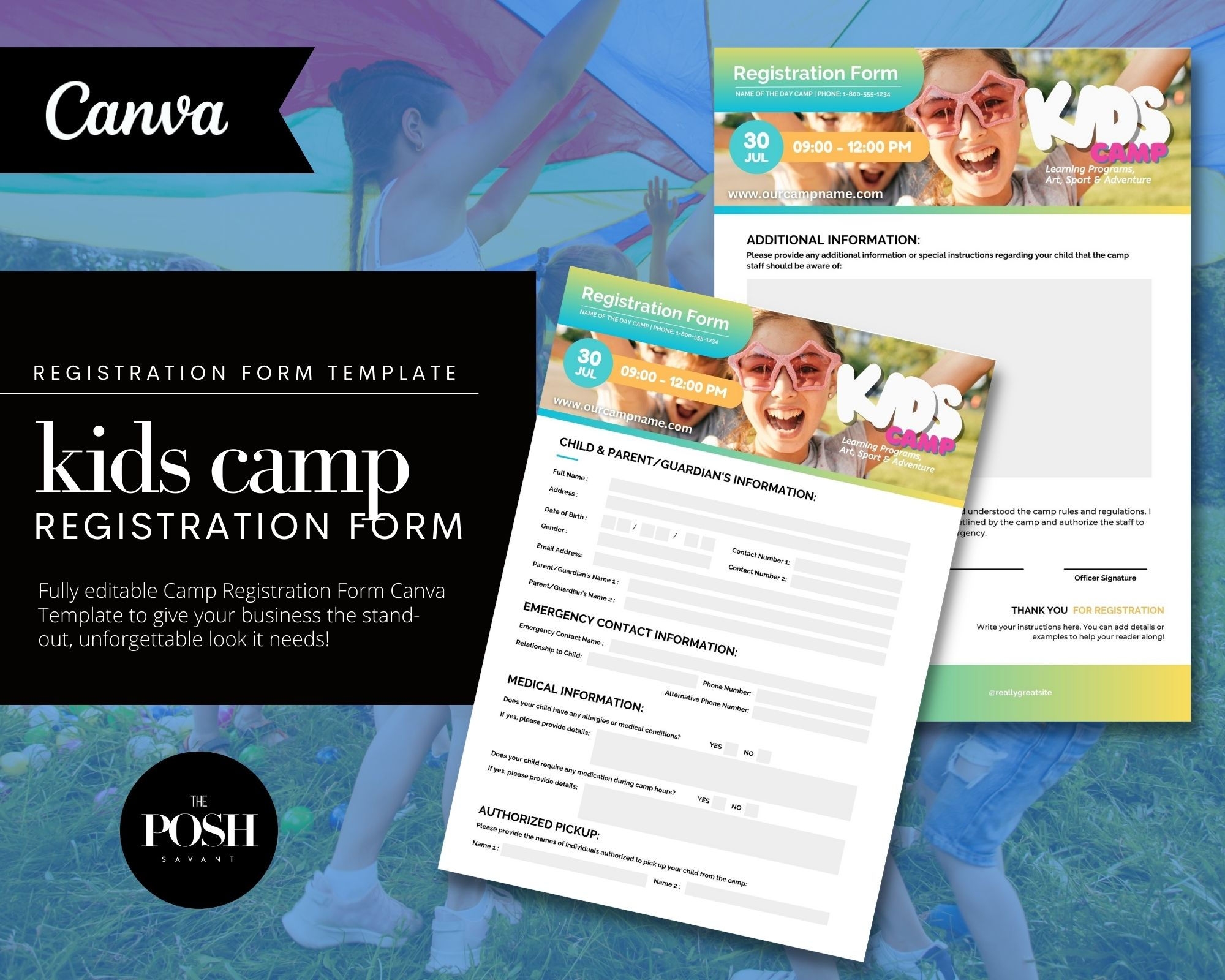 Kids Camp Registration Form Template