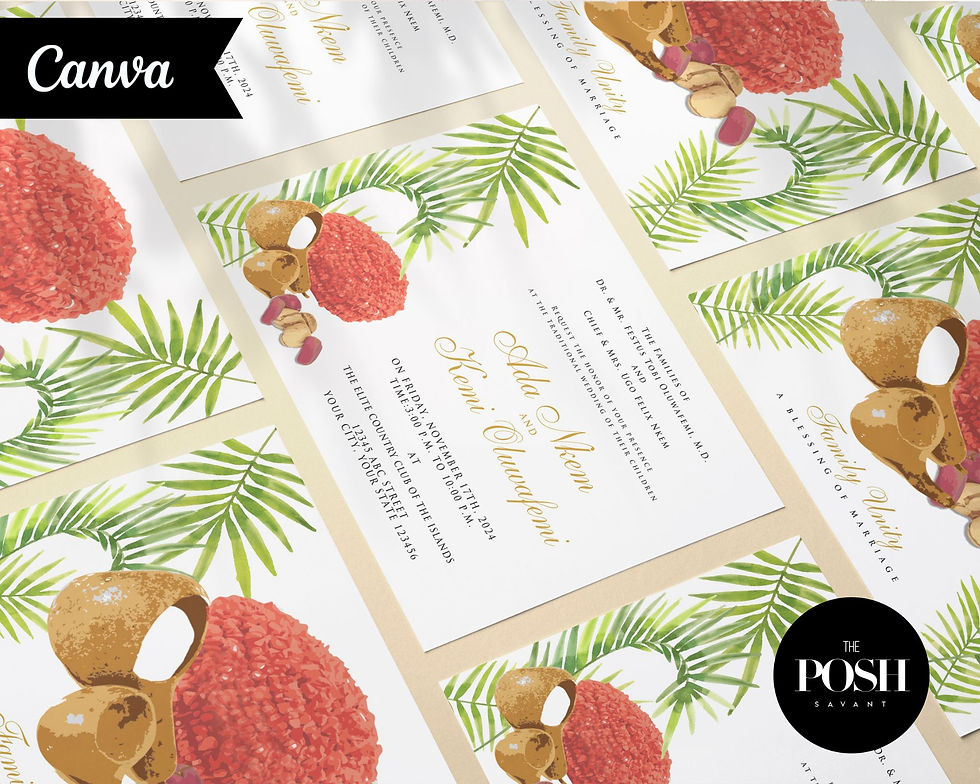 Thumbnail: African Wedding Invitation Templates - Minimalist Wedding Invitation Canva Templ