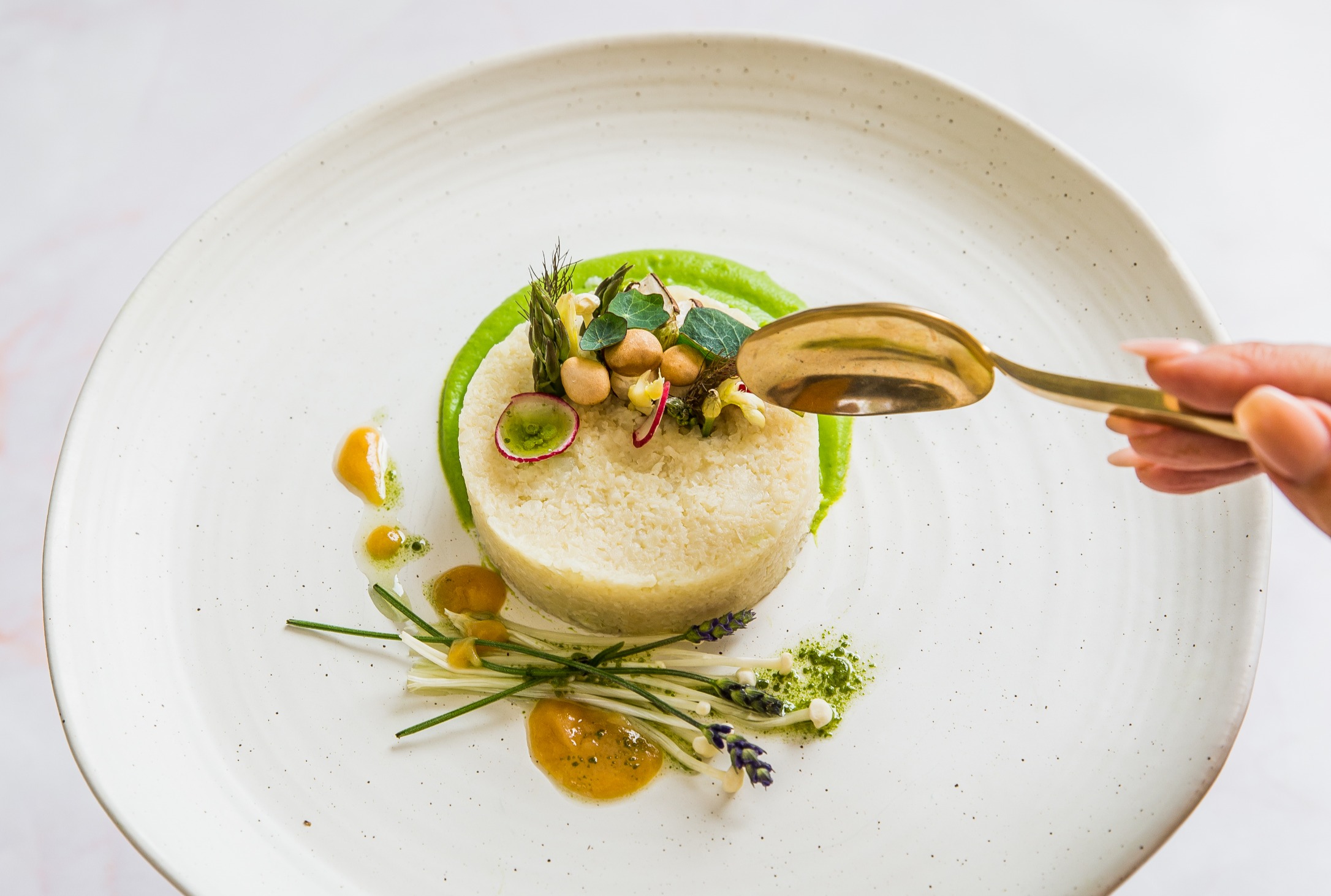 Recipe: Miso Cauliflower Risotto With Edamame Purée and Sautéed Asian ...