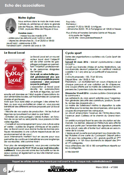 Article Mensuel Salleboeuf Mars 2016