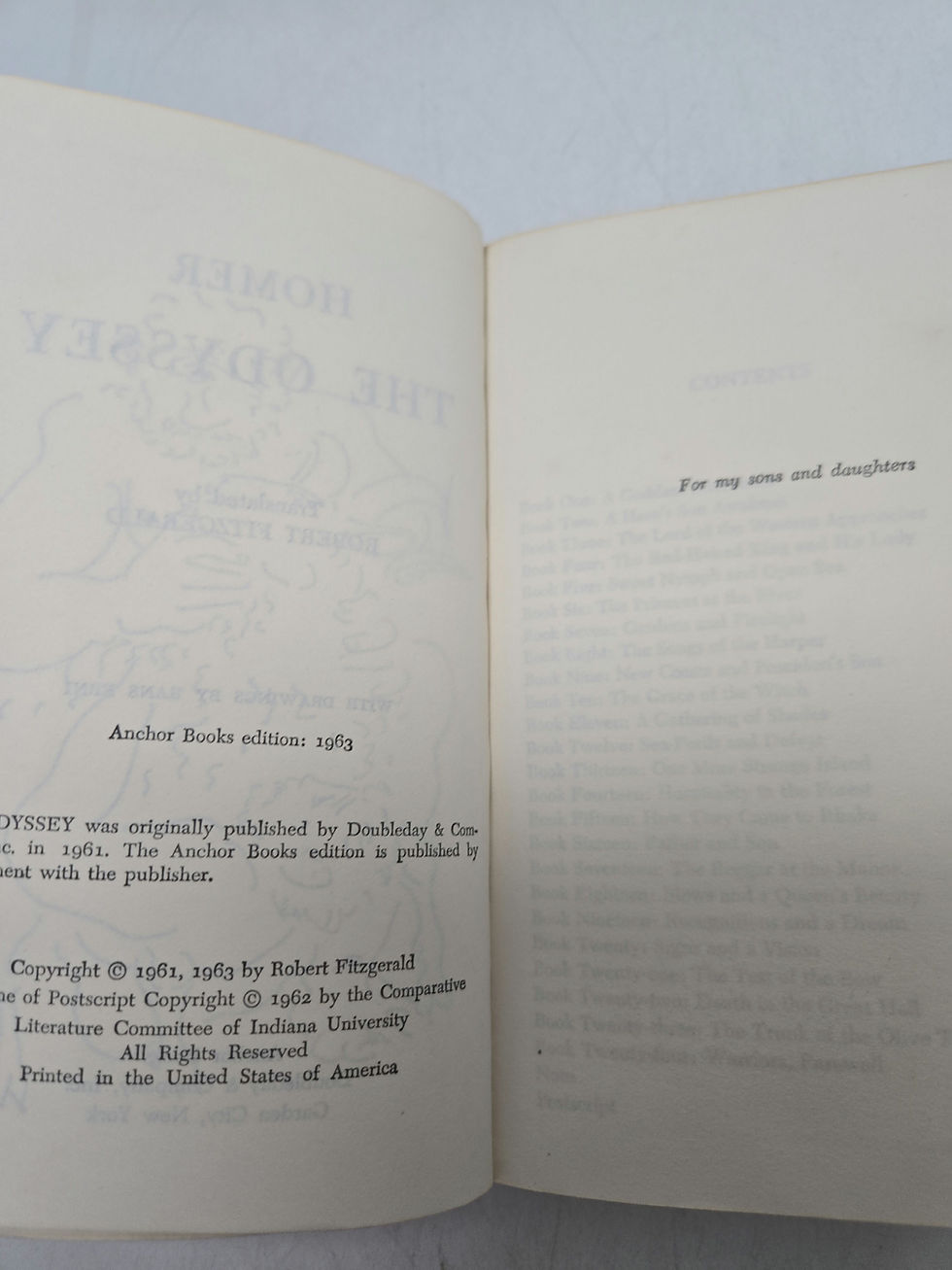 Thumbnail: The Odyssey Homer translated by Robert Fitzgerald drawings by Hans Erni 1963