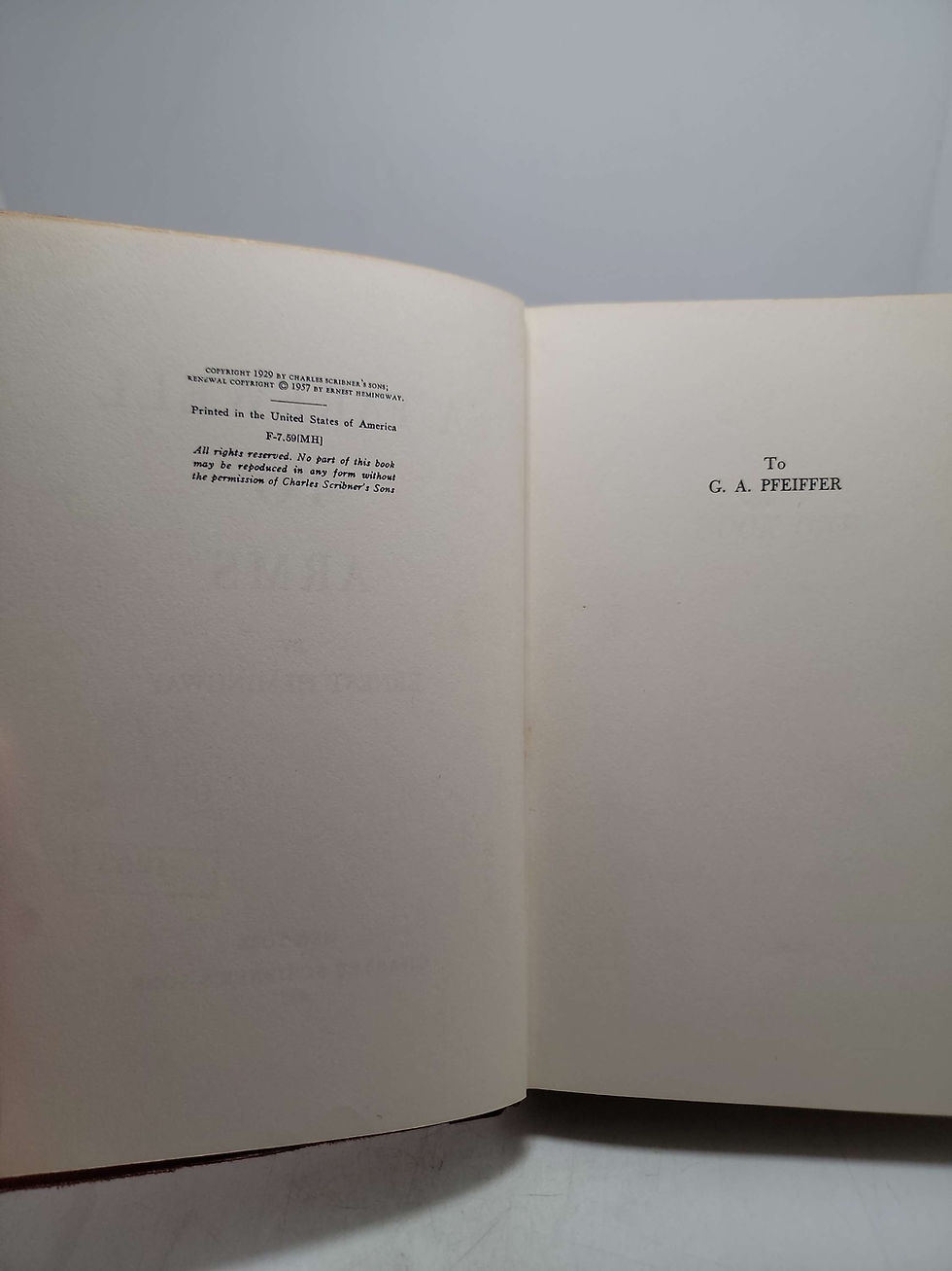 Thumbnail: A Farewell to Arms by Ernest Hemingway 1957 Hardcover