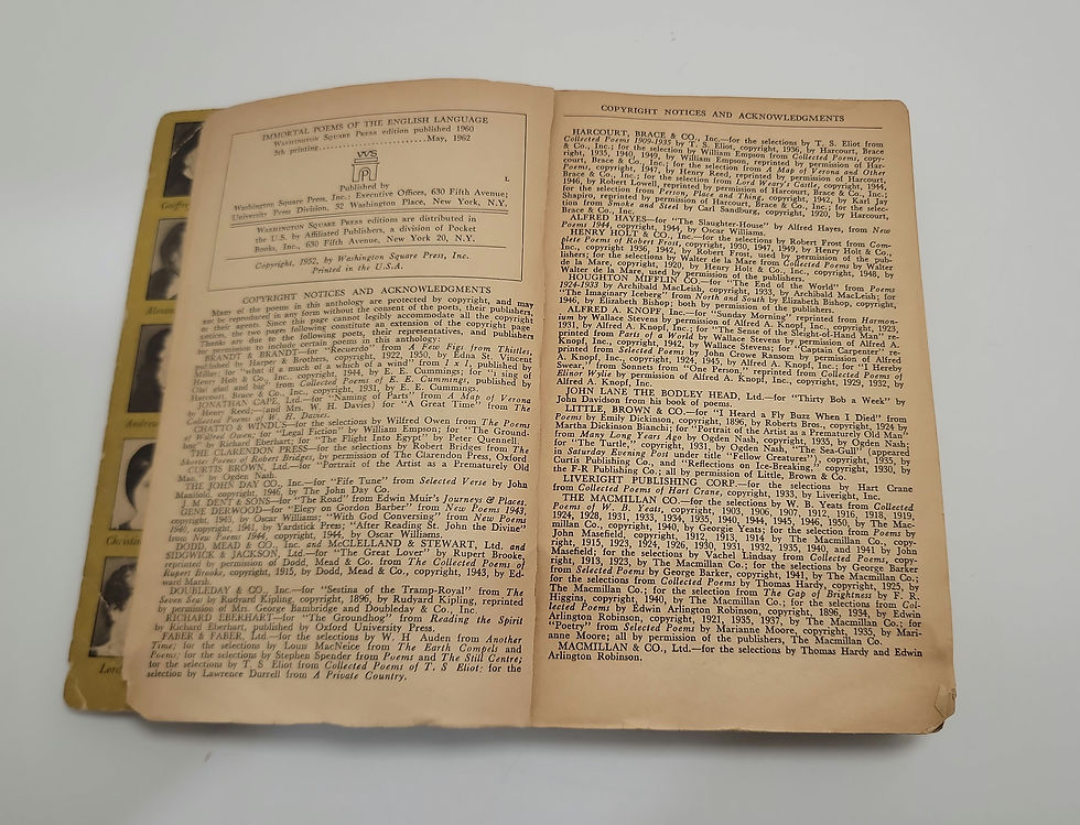 Thumbnail: Immortal Poems of the English Language an Anthology Edited by Oscar Williams