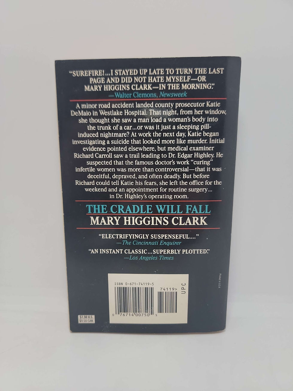 Thumbnail: The Cradle Will Fall by Mary Higgins Clark