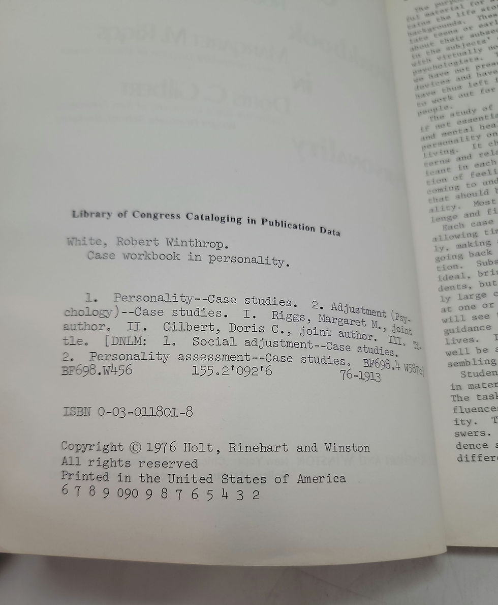 Thumbnail: Case Workbook in Personality by Robert W. White, Margaret M. Riggs