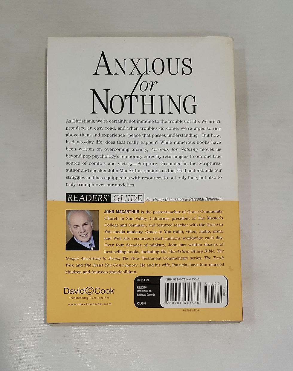 Thumbnail: Anxious for Nothing: God's Cure for the Cares of Your Soul by John MacArthur