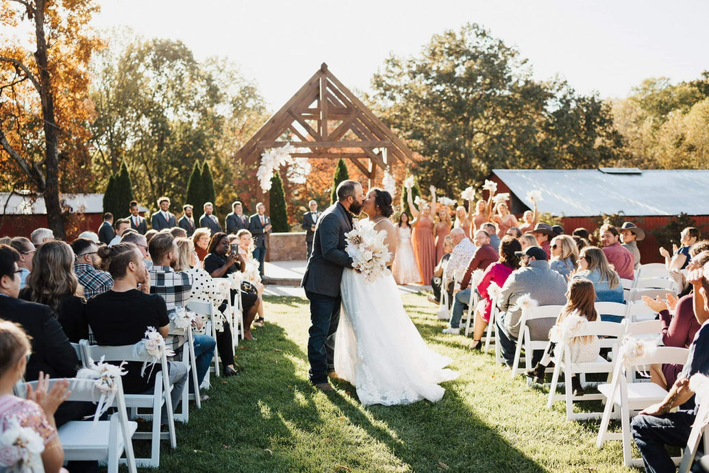 The Barn at Murphey Farm Our outside ceremony location complete with our white garden chairs