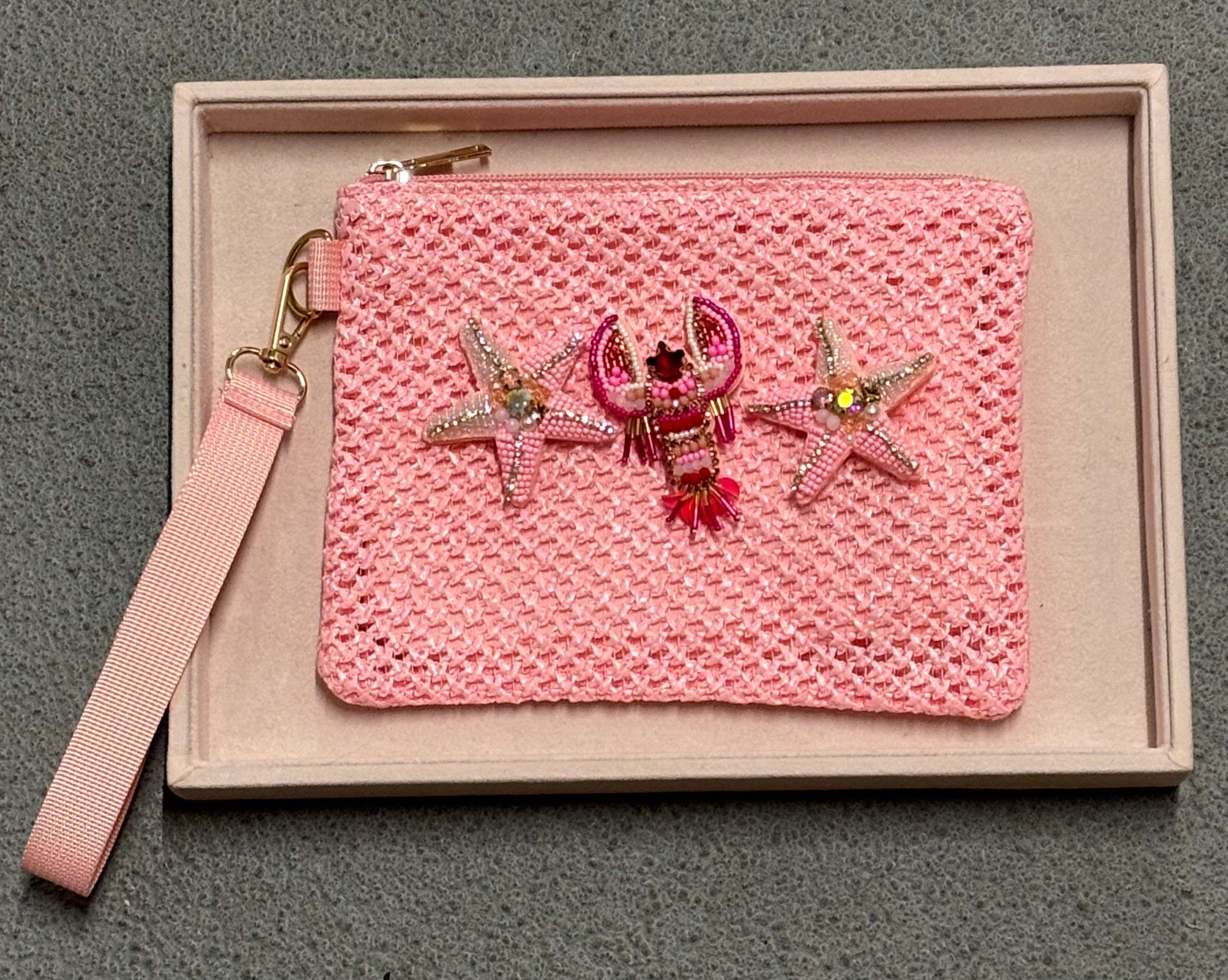 Pink Lobster Club wristlet bag