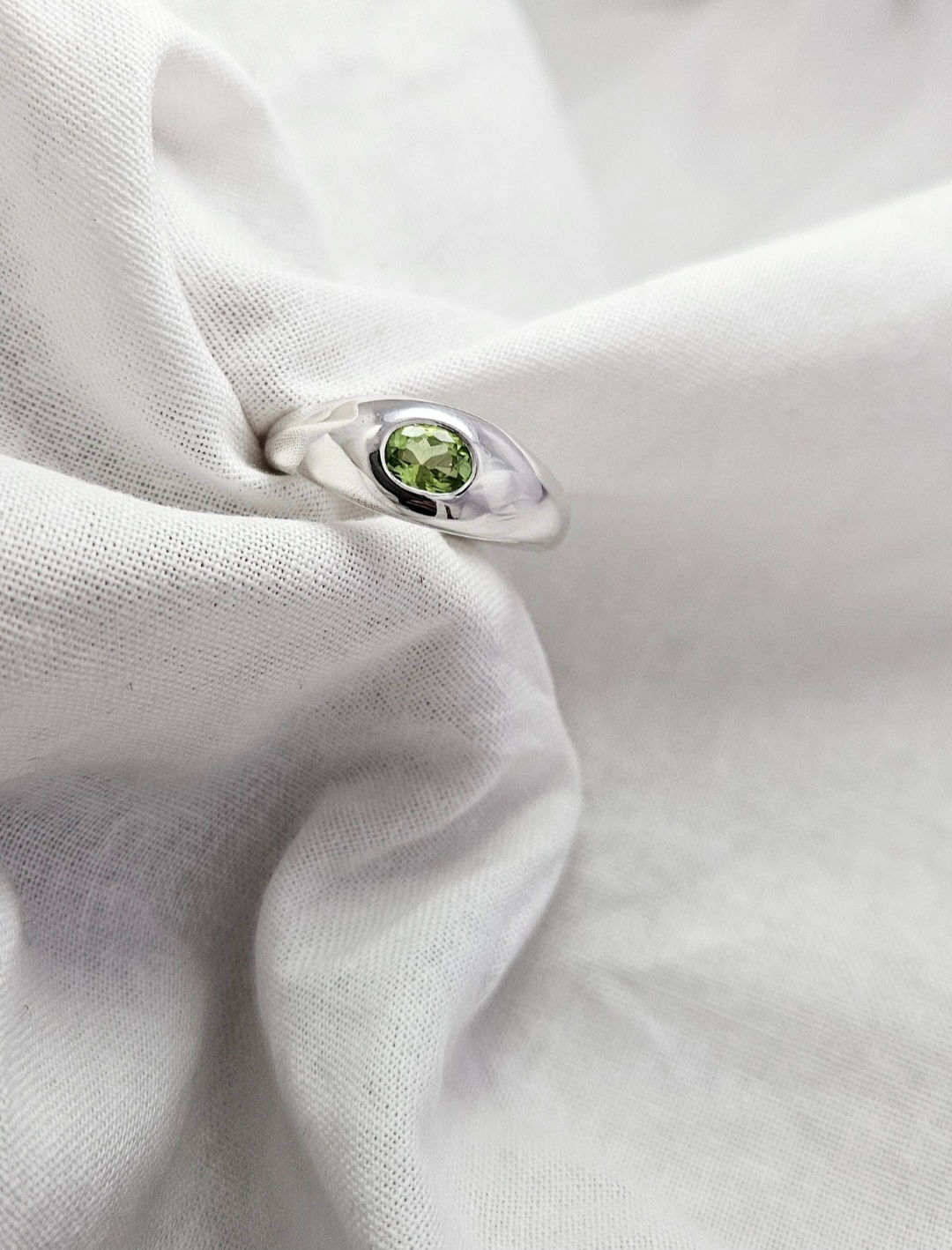 Bright Green Tourmaline Bombé Ring