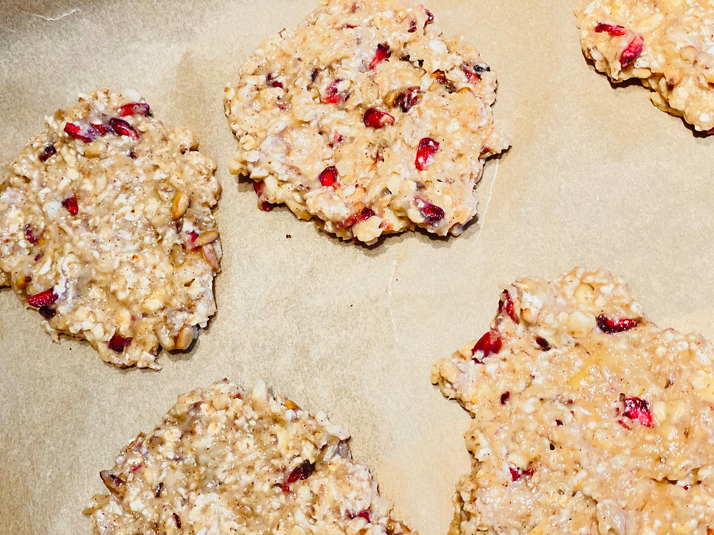 Cookies healthy aux flocons d'avoine, bananes et graines de grenade