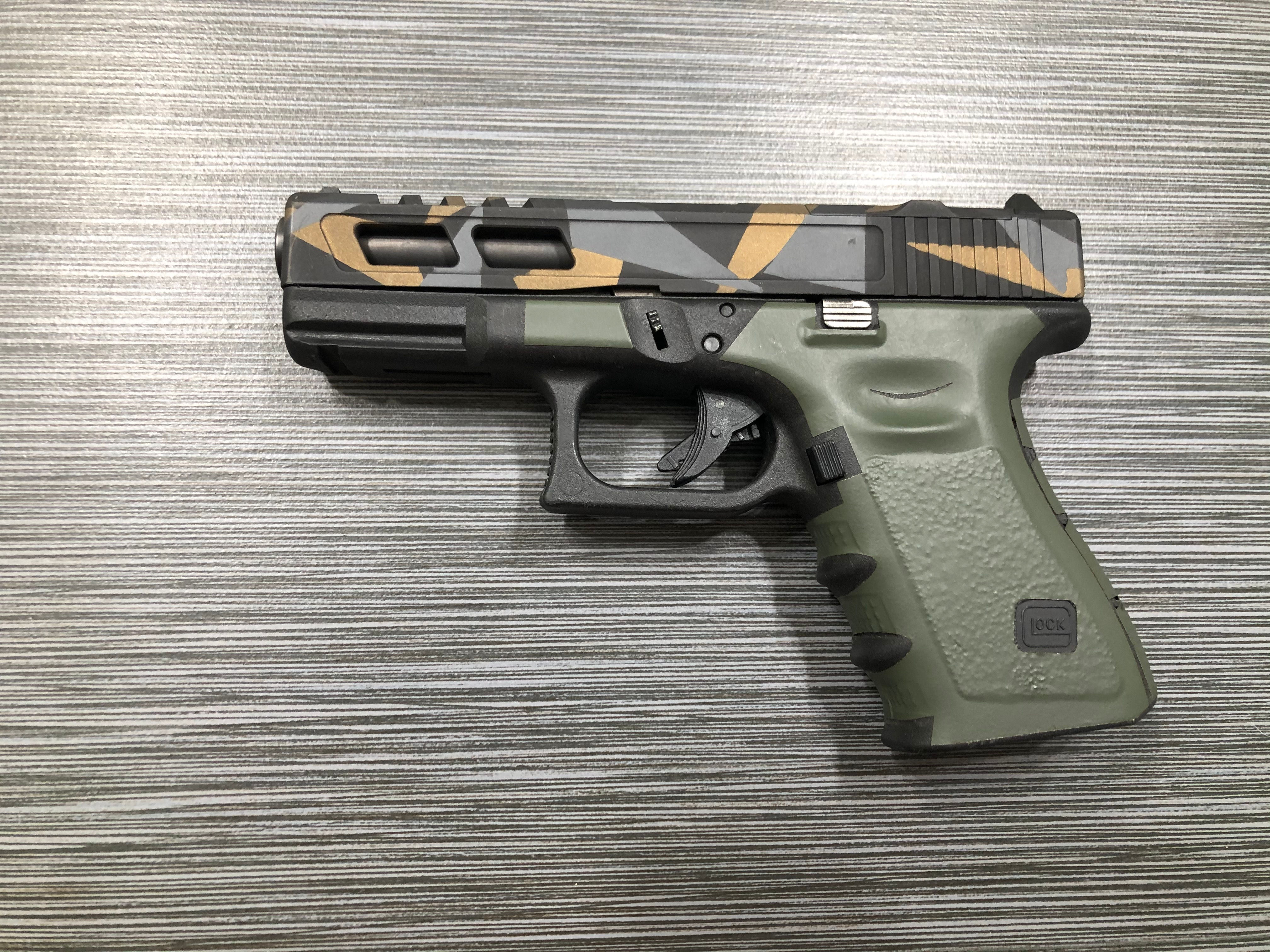 Glock 19/23/25/32/38 OD Green Vinyl Style Gun Grip Wrap Gun Pa