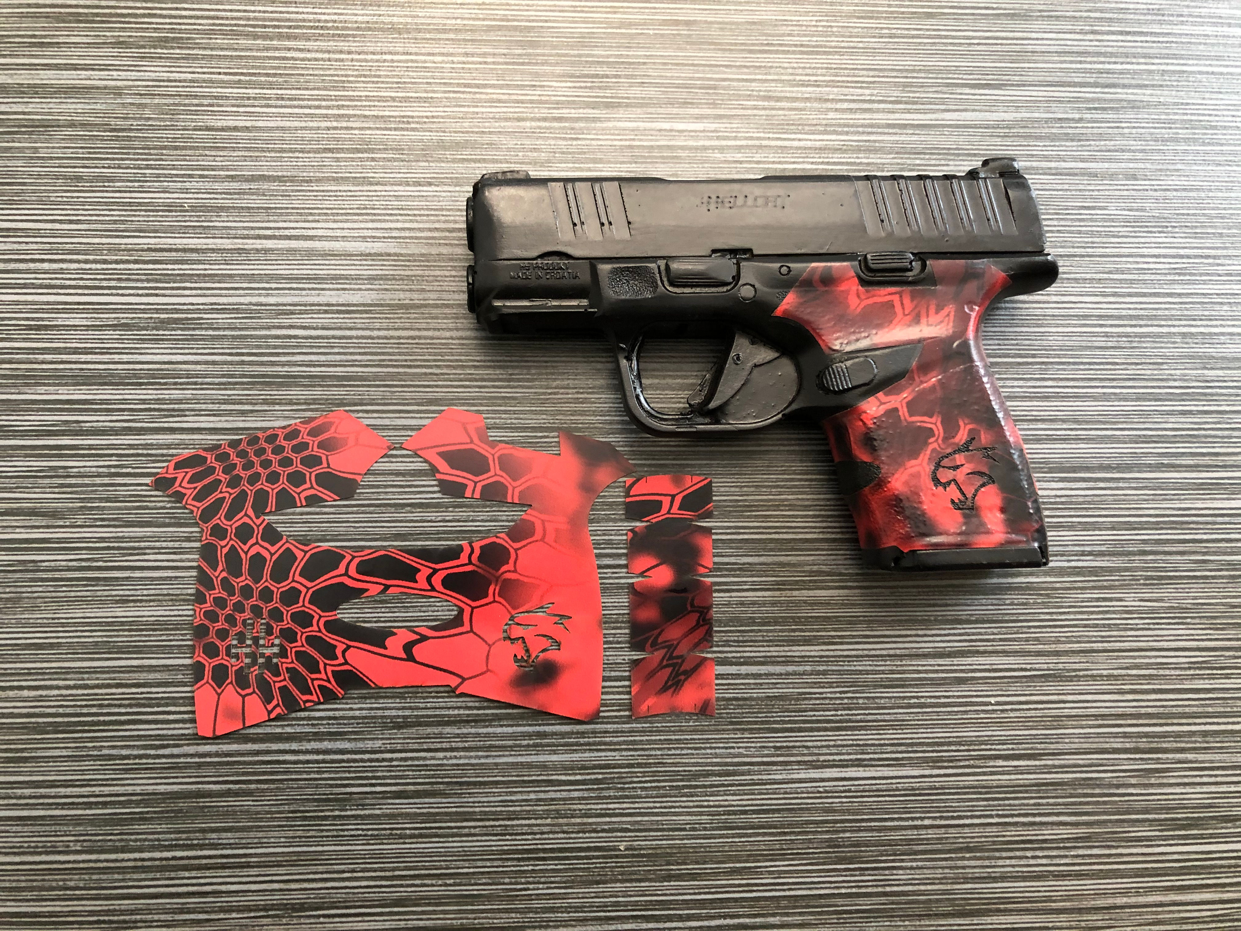 Springfield Hellcat Red Kryptek Vinyl Style Gun Grip Wrap Gun Parts Kit