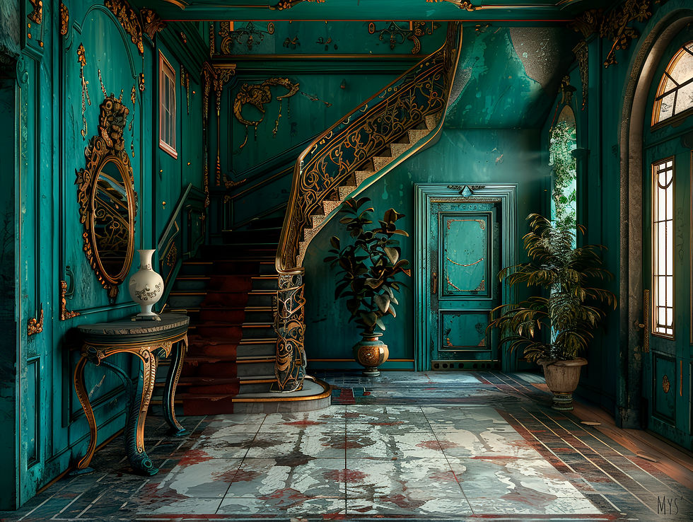 photo style urbex, un escalier dans une maison abandonnée