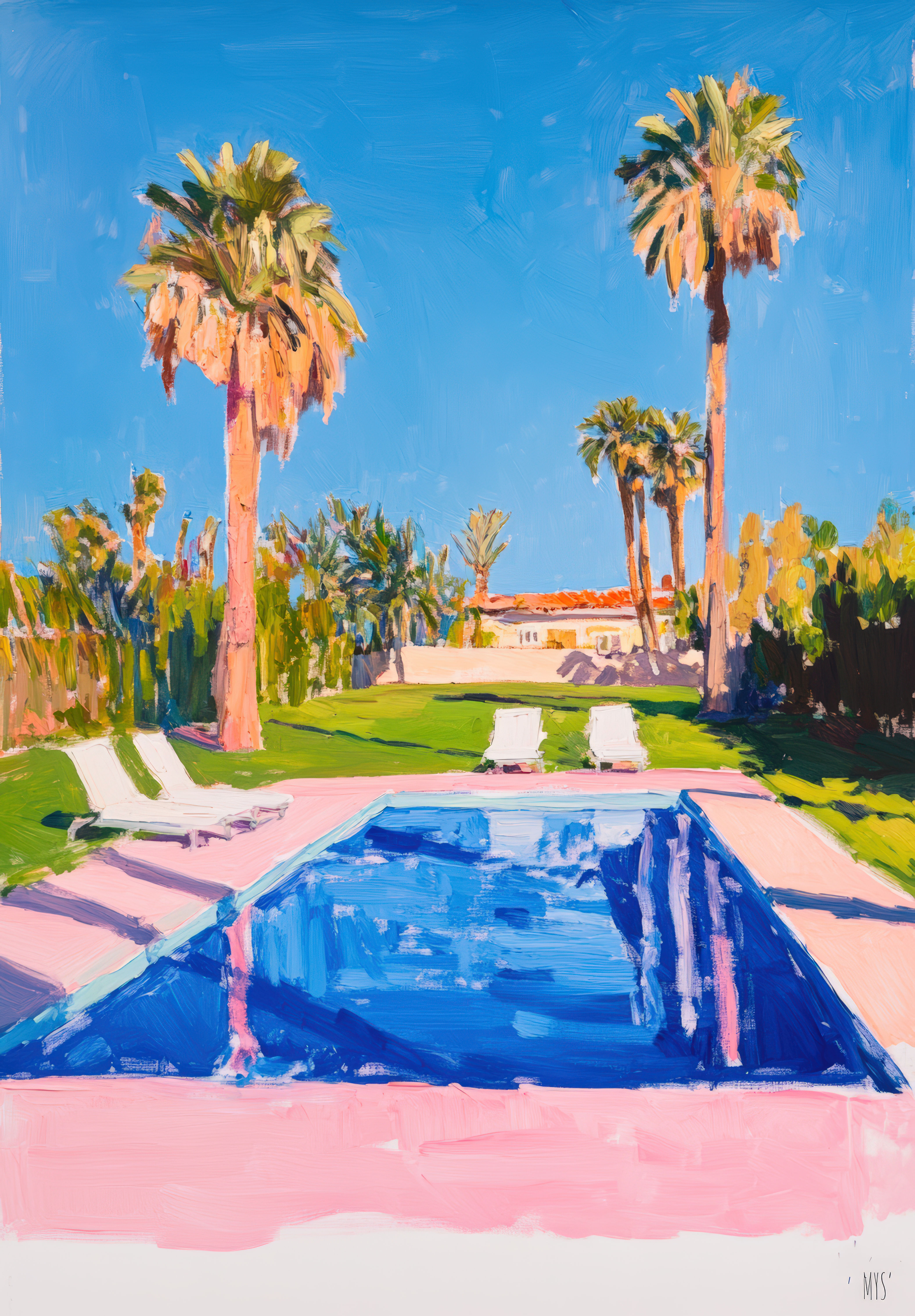 sublime piscine bordée de palmiers