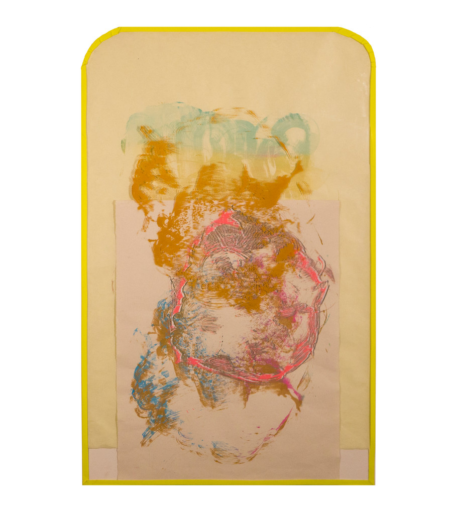 Yellow Tape II / 24″ x 32″ / 2017 // screenprint on paper and acetate, tape