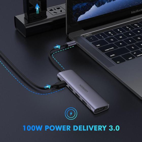 תמונה ממוזערת: מתאם 5 יציאות USB Type C to HDMI + USB 3.0*3 + PD Power