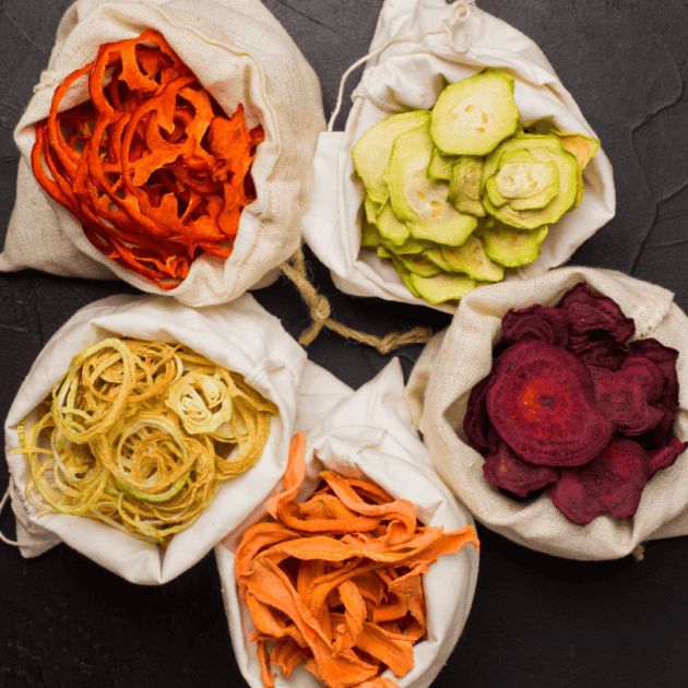 A variety of dehydrated vegetables.