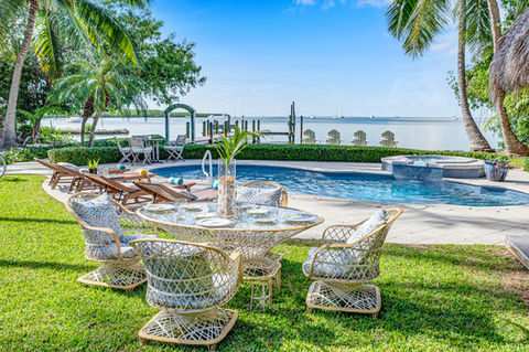 waterfront and pool at Butterfly House Islamorada