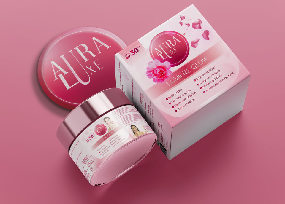 Aura Luxe premium skincare brand identity and packaging design