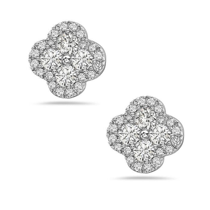 14 Karat White Gold Diamond Earring