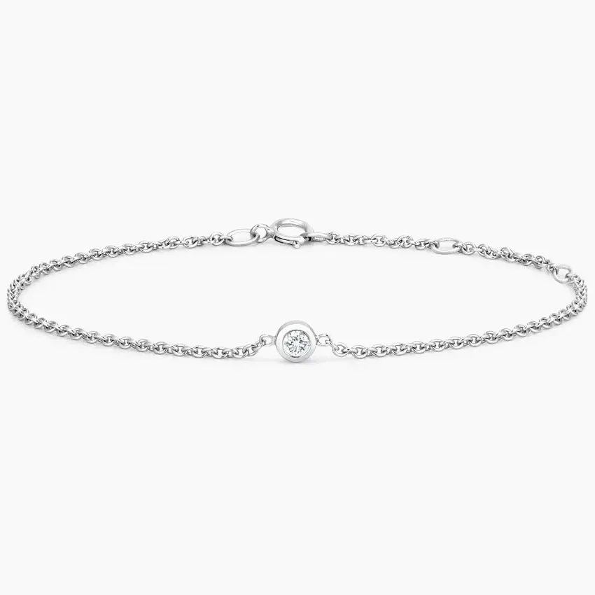 Thumbnail: 14 Karat White Gold Diamond Bezel Bracelet