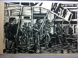 Woodcut on Japanese Paper (series of Memory and Landscape)  7 x 10 in  2015