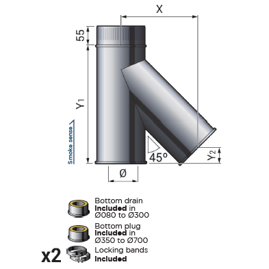 Thumbnail: Twin Wall Chimney 45 degree Tee & Cap