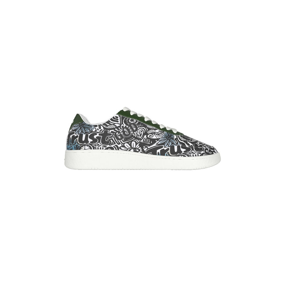 Thumbnail: Men’s green and black Air Force–style shoes with “Trust God” design, Christian faith-based footwear by G30™ for H.B.A.T.F.®.