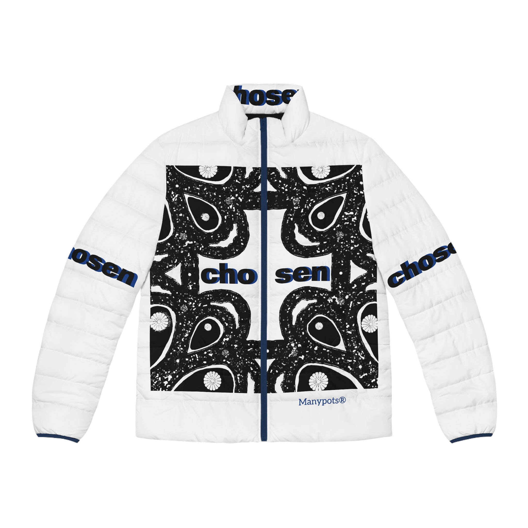 "Chosen" Men's White Lightweight Puffer Jacket by ManyPots®