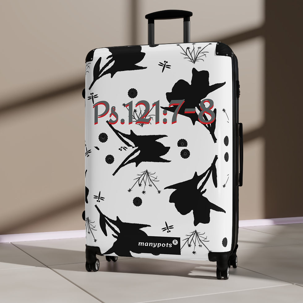 Thumbnail: *Ps.121:7-8 Polycarbonate Luggage Suitcases White/Black by ManyPots®(3 sizes)