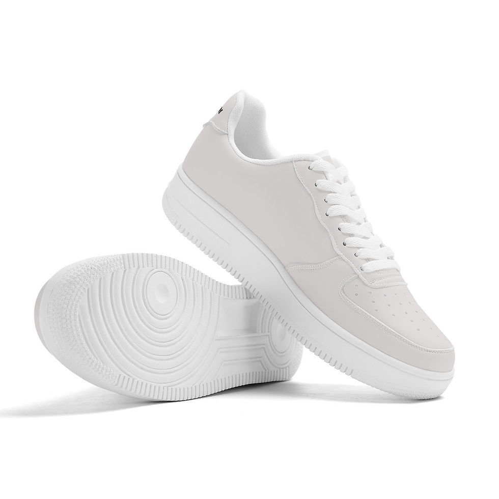 Thumbnail: **Alt Text:** Women’s white leather walking shoes with “BY FAITH” design, Christian faith-based footwear by G30™ for H.B.A.T.