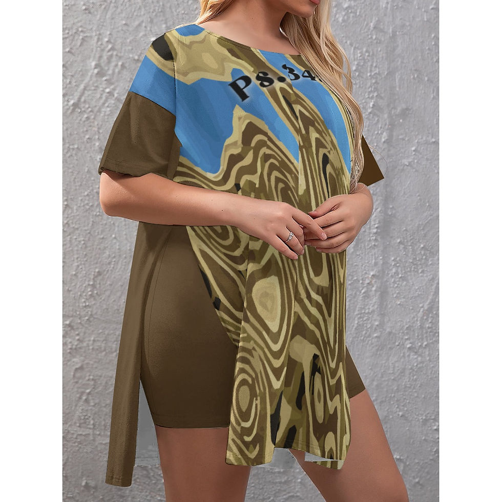 Thumbnail: Olive green women’s T-shirt and shorts pajama set with Psalm 34:8 Christian design by G30™ for ManyPots®