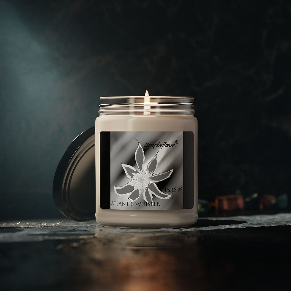 Thumbnail: Natural scented soy candle, 9oz, with “Psalm 18:28” faith-inspired design, Simple Flower® collection by ManyPots®, available